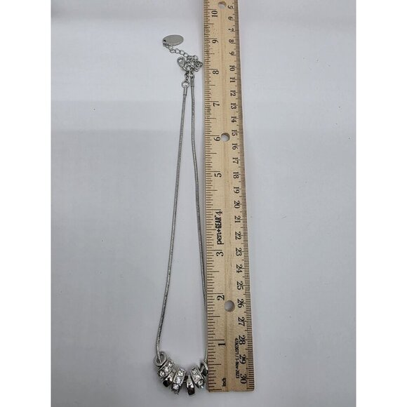 Nicole By Nicole Miller Silver‎ Tone Rhinestone Necklace Snake Chain Adjustable - Picture 6 of 7